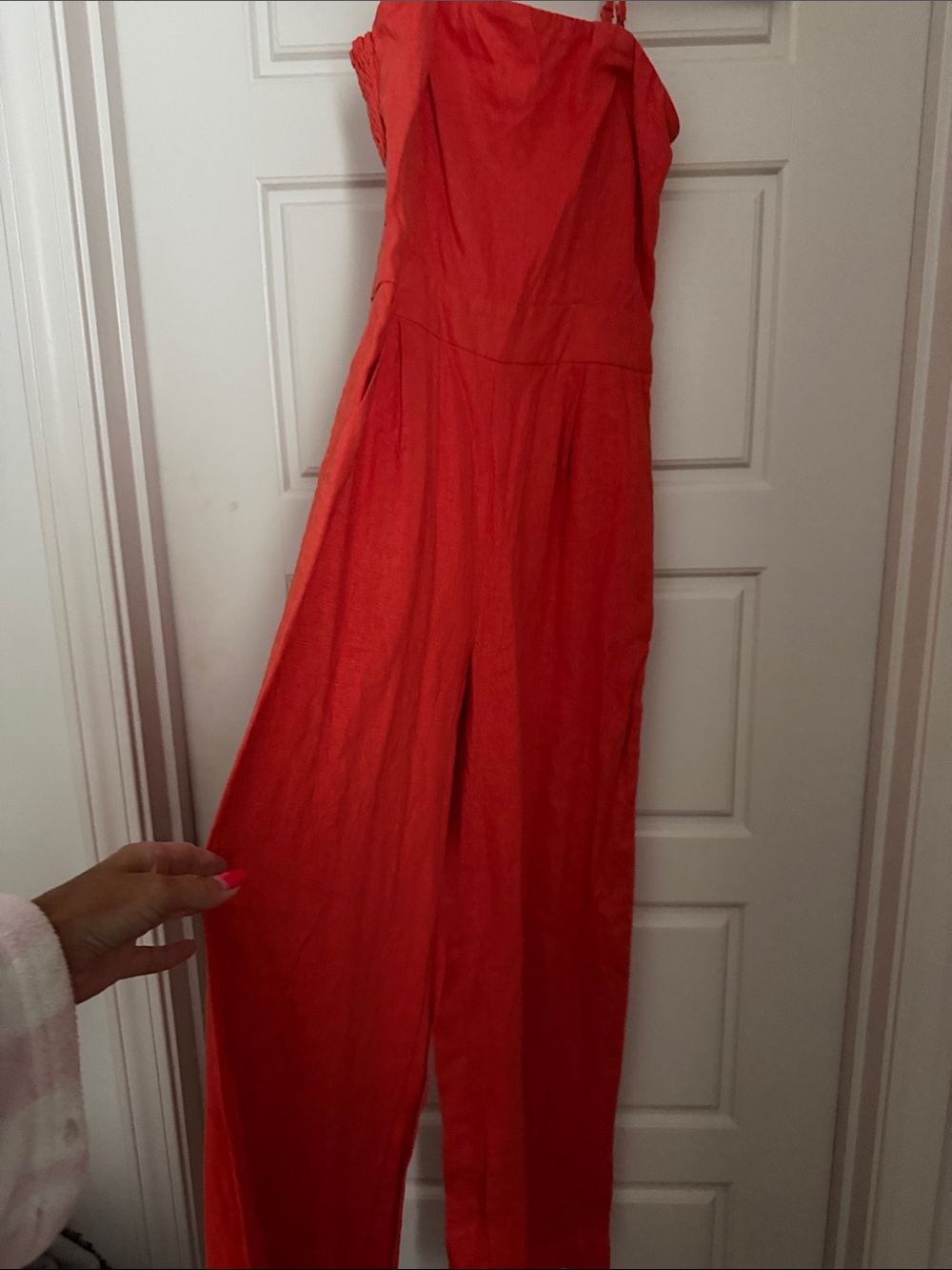 Vici Strapless Red Wide-Leg Jumpsuit